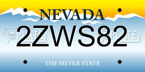 2ZWS82 Nevada License Plate