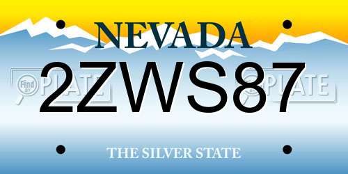 2ZWS87 Nevada License Plate