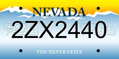 2ZX2440 Nevada License Plate