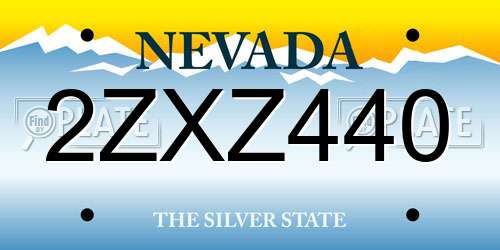 2ZXZ440 Nevada License Plate