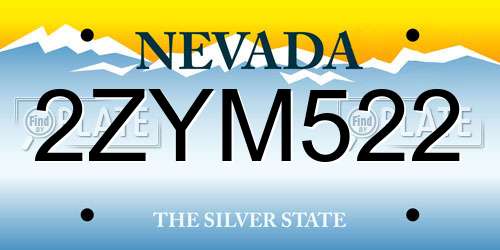 2ZYM522 Nevada License Plate