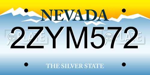 2ZYM572 Nevada License Plate