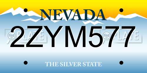 2ZYM577 Nevada License Plate