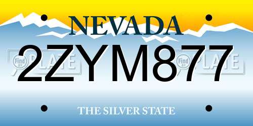 2ZYM877 Nevada License Plate