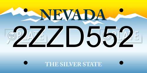 2ZZD552 Nevada License Plate