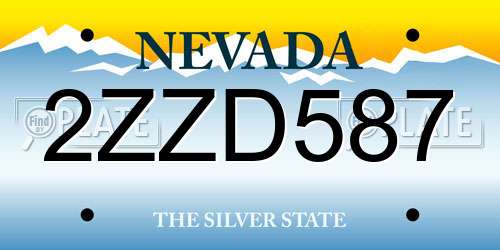 2ZZD587 Nevada License Plate