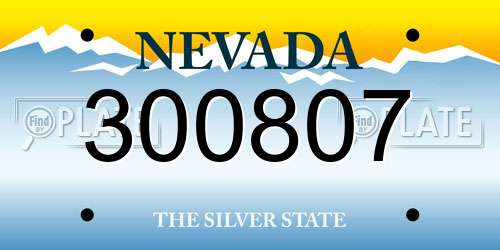 300807 Nevada License Plate