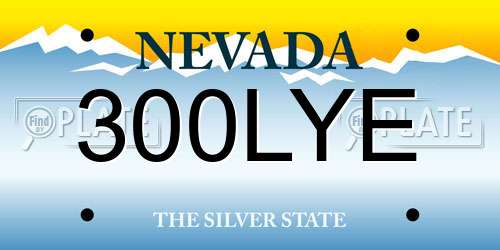 300LYE Nevada License Plate