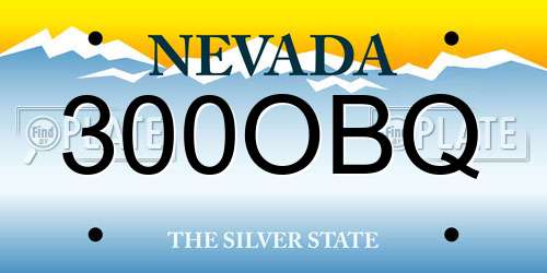 300OBQ Nevada License Plate