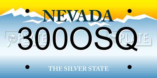 300OSQ Nevada License Plate