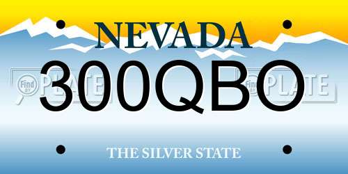 300QBO Nevada License Plate