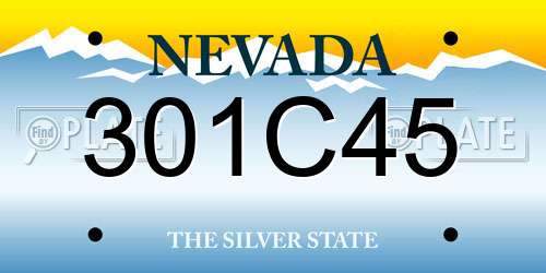 301C45 Nevada License Plate