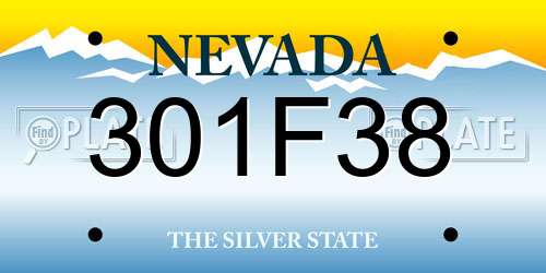 301F38 Nevada License Plate