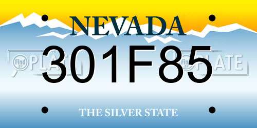 301F85 Nevada License Plate