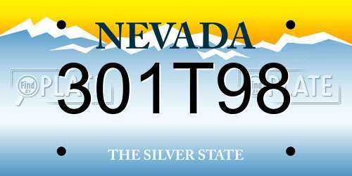 301T98 Nevada License Plate
