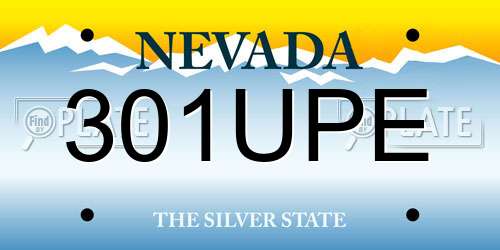 301UPE Nevada License Plate