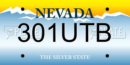 301UTB Nevada License Plate