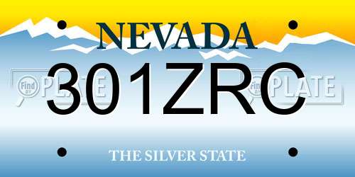 301ZRC Nevada License Plate