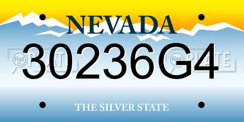 30236G4 Nevada License Plate