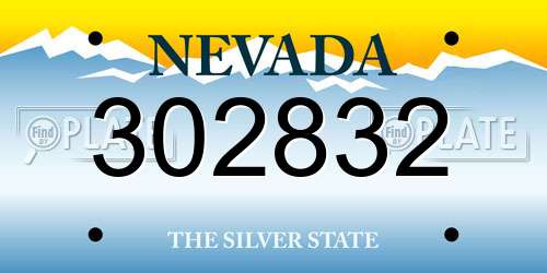 302832 Nevada License Plate