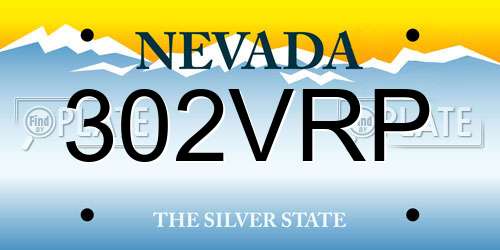 302VRP Nevada License Plate