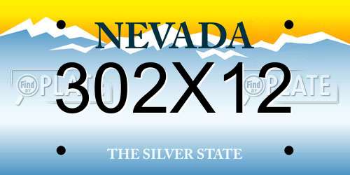 302X12 Nevada License Plate