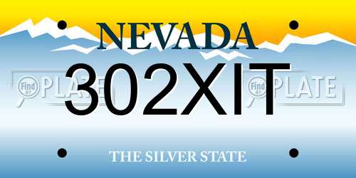 302XIT Nevada License Plate