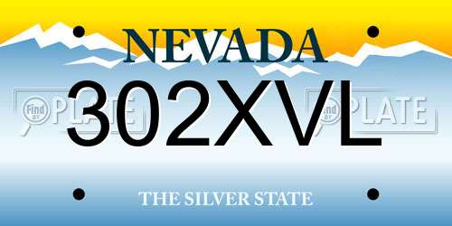 302XVL Nevada License Plate
