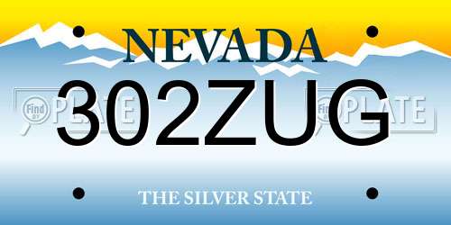 302ZUG Nevada License Plate