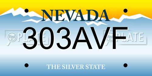 303AVF Nevada License Plate
