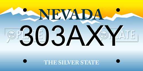 303AXY Nevada License Plate
