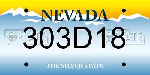 303D18 Nevada License Plate