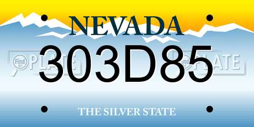 303D85 Nevada License Plate