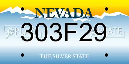 303F29 Nevada License Plate