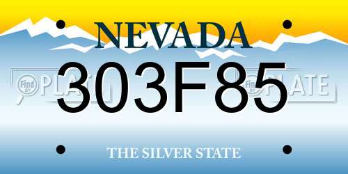 303F85 Nevada License Plate