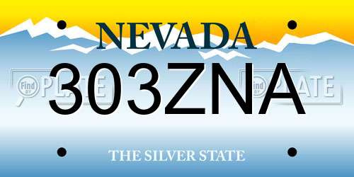 303ZNA Nevada License Plate