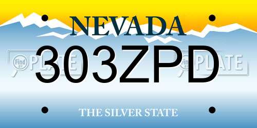 303ZPD Nevada License Plate