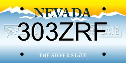 303ZRF Nevada License Plate