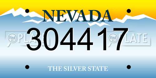 304417 Nevada License Plate