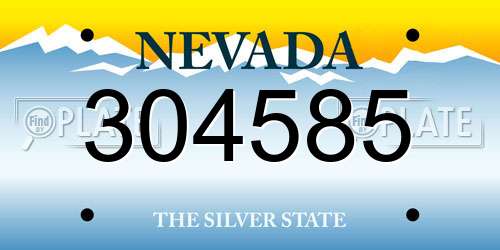 304585 Nevada License Plate