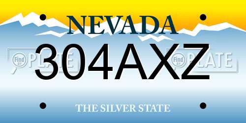 304AXZ Nevada License Plate
