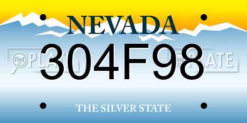 304F98 Nevada License Plate