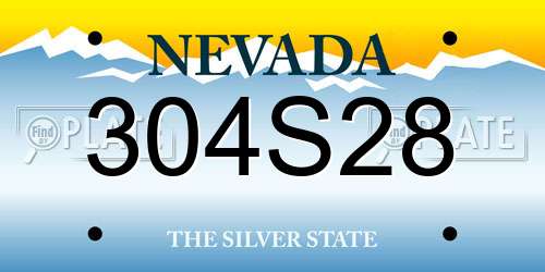 304S28 Nevada License Plate