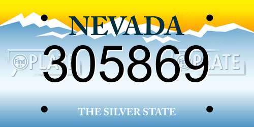 305869 Nevada License Plate