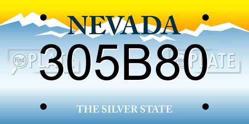305B80 Nevada License Plate