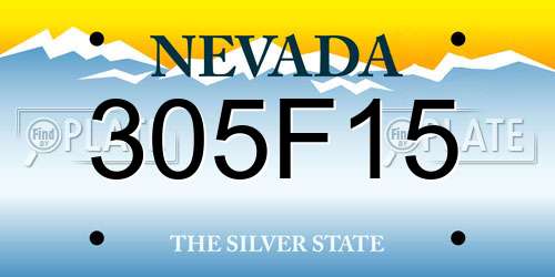 305F15 Nevada License Plate