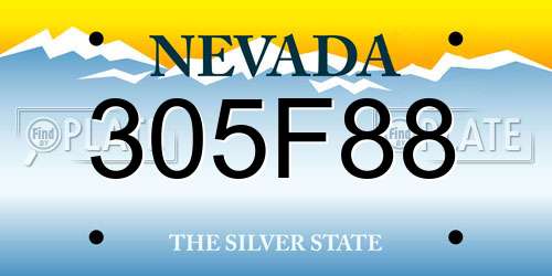 305F88 Nevada License Plate