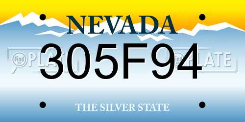 305F94 Nevada License Plate
