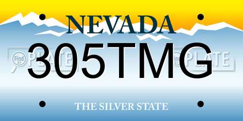 305TMG Nevada License Plate