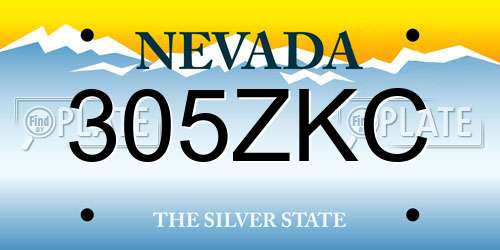 305ZKC Nevada License Plate